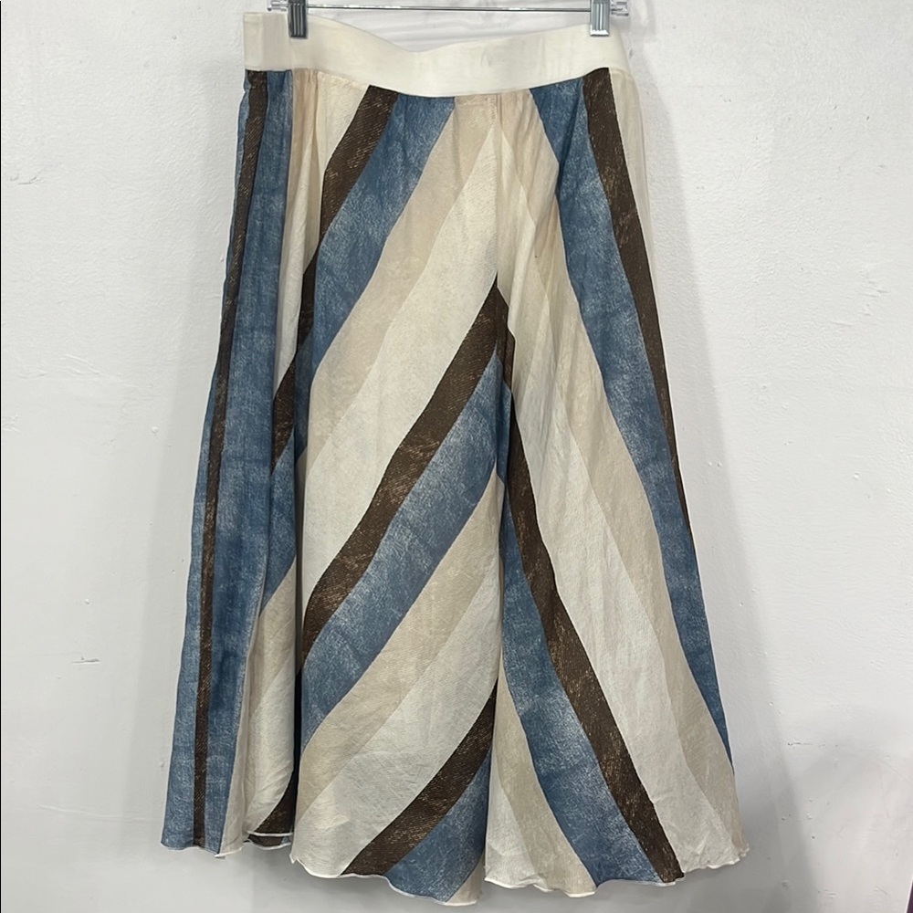 Chico”s Striped Blue and Brown Women's Skirt